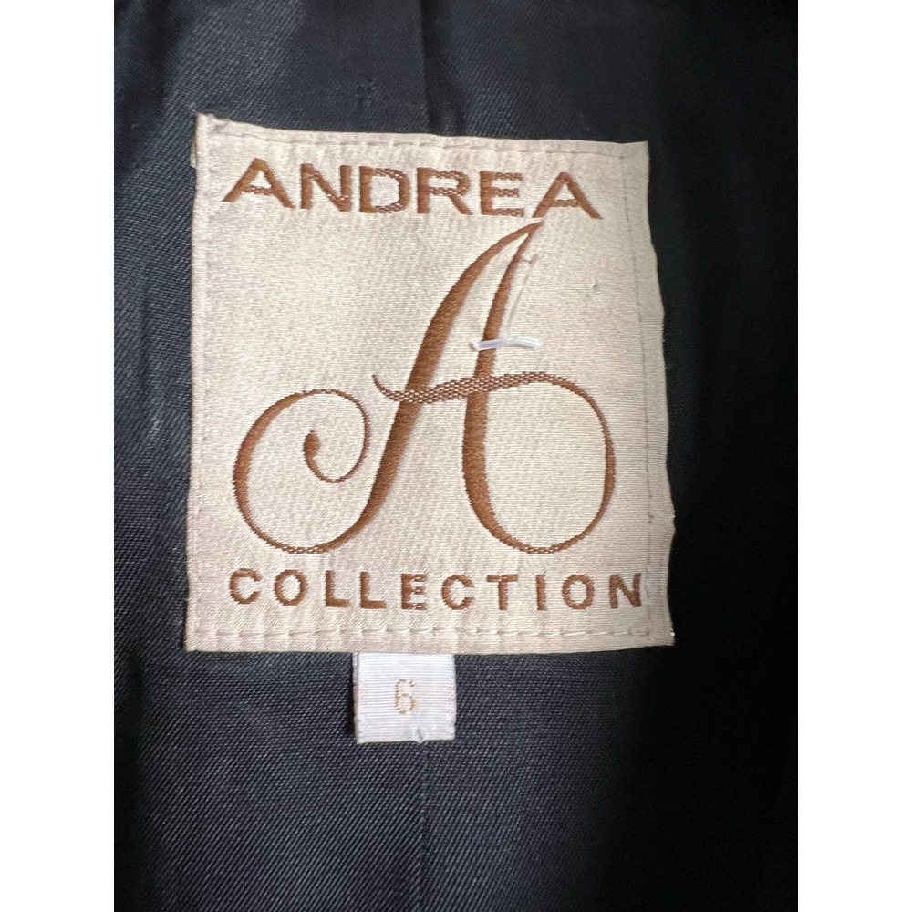 Vintage Andrea Collection Black Wool Blend Fox Fur Trim Hooded Coat Size 6 - Picture 6 of 7